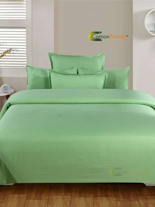 Green Satin Stripe king size bed sheets