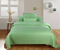 Green Satin Stripe king size bed sheets
